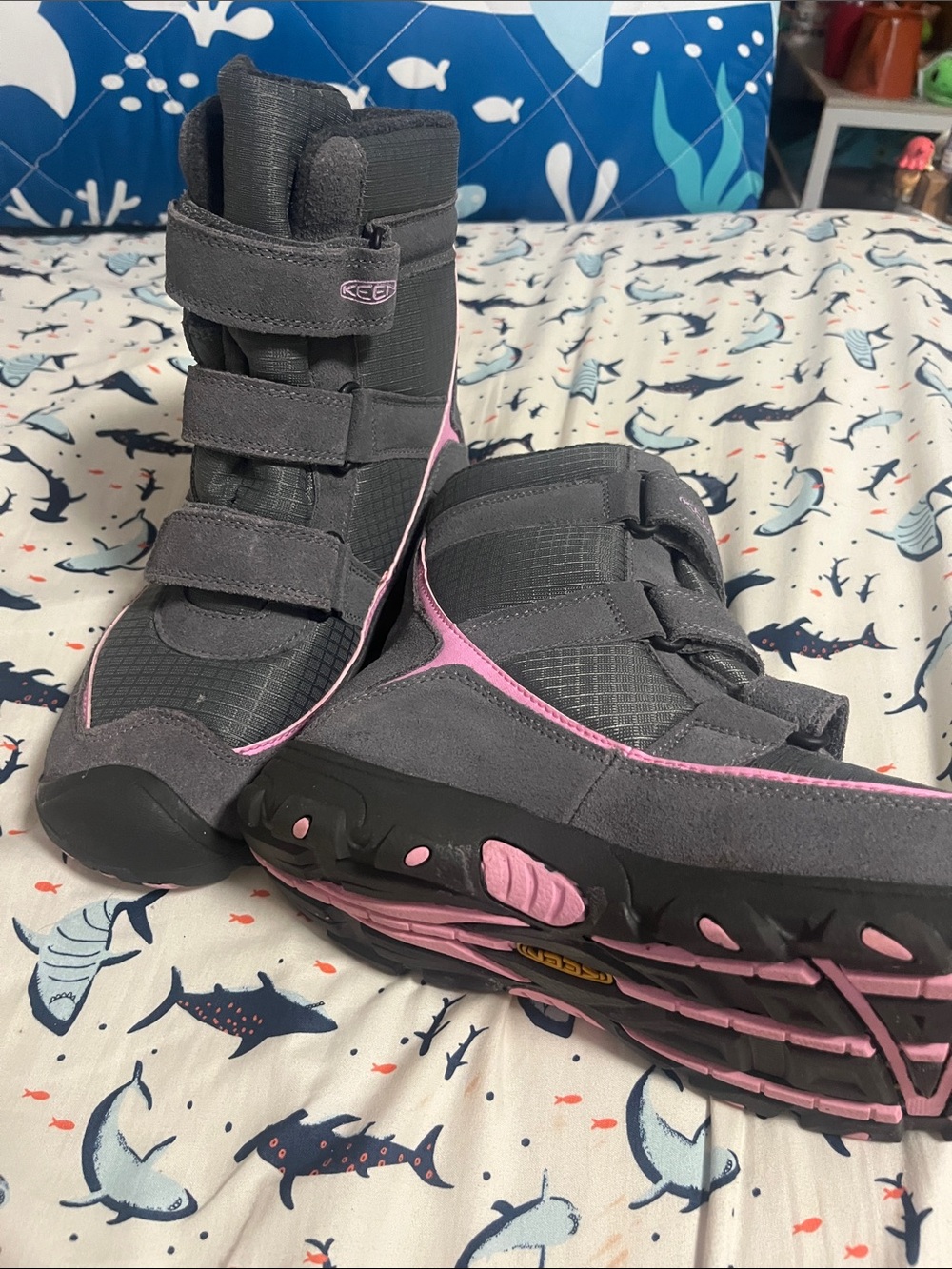 KEEN Gray and Pink Women's Waterproof Winter Boots